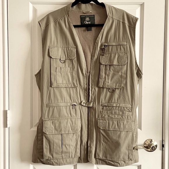 NEW! ORVIS Khaki Hunting Vest Size XL 100% pre washed Cotton - Picture 1 of 11